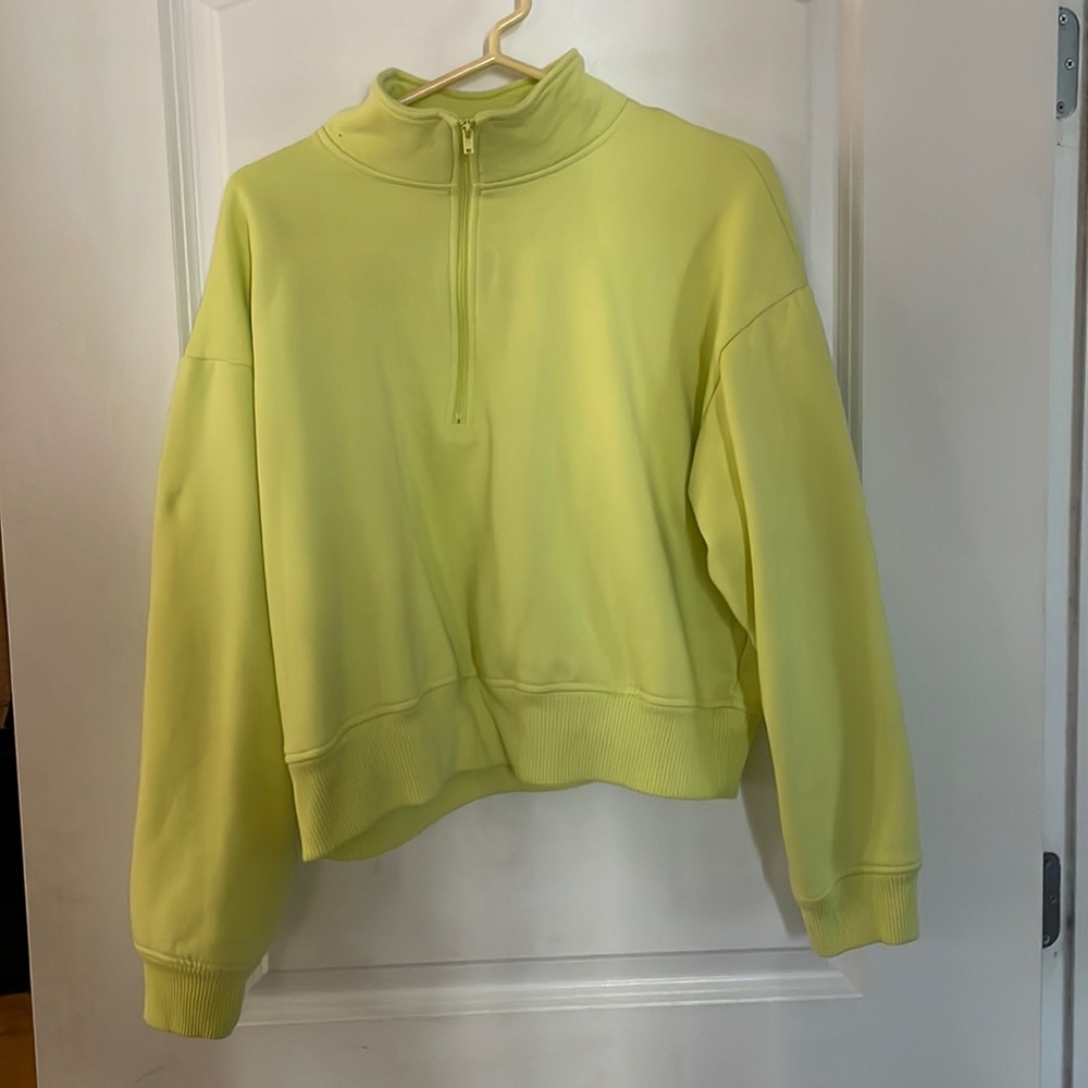Large Cropped Lime Green Quarter Zip
